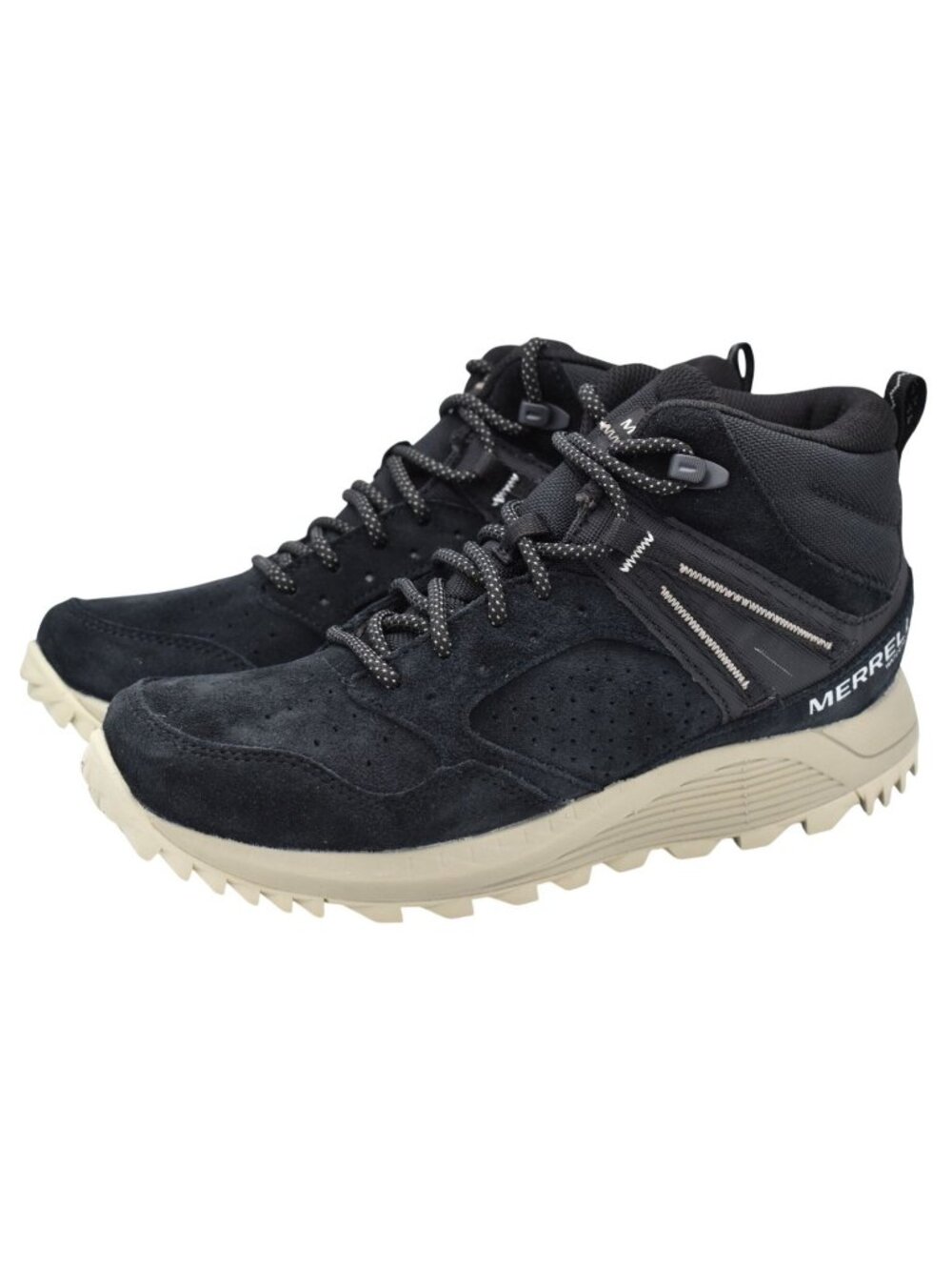 Merrell‎ Womens Size 10 Wildwood Mid Black Leather Waterproof Hiking Boots Shoes